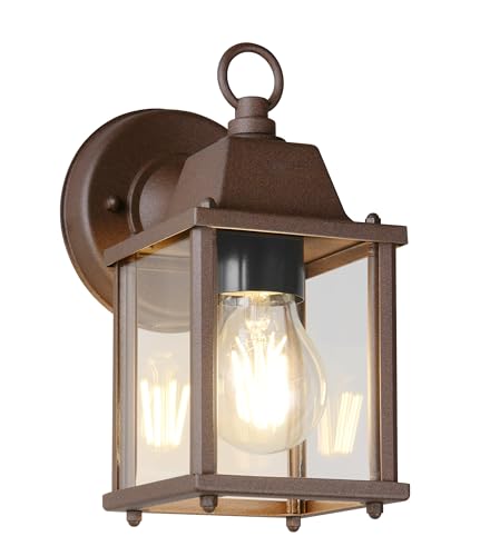 Trio Leuchten Außen Wandleuchte Mirande 262260124, Aluminium Druckguss rostfarbig, Glas klar, exkl. 1x E27