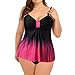 JISUAN Tankini da donna, taglia Plus, costume da bagno digitale, con stampa bikini, costume da bagno, set regolabile, costume da bagno, Rosa acceso., XL