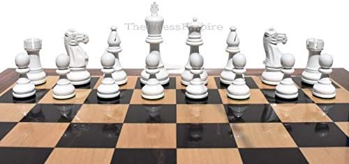 Miniatura 4 de Juego de ajedrez AIW 350 piezas de ajedrez blanco marfil y negro lacado 3.75" King Luxury Juego de piezas solamente