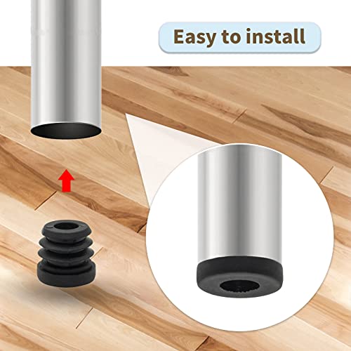 Image of Flyshop Black M8 Threaded Plastic Plugs Round Tube End Caps Tubing Plugs Inserts Furniture Glider 25 mm, 1 inch Diameter 4 Pcs
