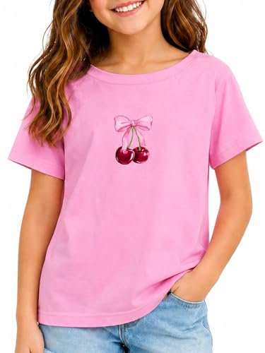Image of Girls' Graphic Tees Summer Cute Tops Casual Short Sleeve Crew Neck T Shirts