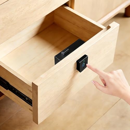 UMIKSMART Smart Cabinet Lock Fingerprint Cabinet Lock Keyless Biometric Drawer and Wardrobe Lock Hidden Hole-Free DIY Installation Secure Smart Lock for Home Office Furniture Storage