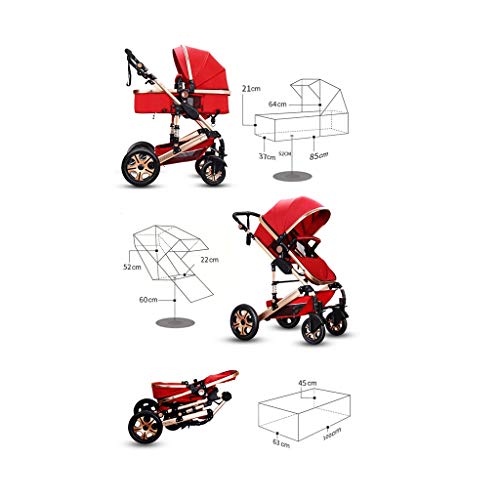 Folding Stroller 3-in-1,Cabrio Reclining Spaziergänger, Faltbarer Kinderwagen Wagen Mit 5-Punkt-Gurt, Leichte Kinderwagen, Maxi-Speicher-Korb (Color : Green)