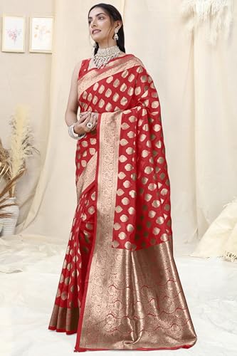 Image of MIRCHI FASHION Women Saree | Banarasi Silk Woven Design Daily Regular Use Sari with Blouse