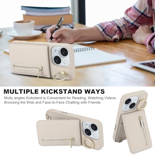 Jcxtrombulous Crossbody Wallet Case For Iphone 13/14 With Lanyard Strap Card Slot Holder Rfid Blocking 360° Ring Kickstand,Magnetic Flip Folio Zipper Purse Case thumb #3