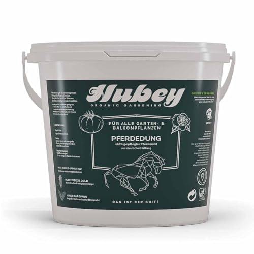 Bio Pferdemist als Dünger (3 kg) - HUBEY Pferdedung für Haus u. Garten - Frischer Pferdedünger als Universaldünger, Blumendünger, Biodünger - organischer Bodenverbesserer