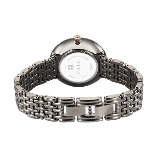 Image of Titan Aura Quartz Analog Titanium Mother of Pearl Dial Titanium Stainless Steel Strap Watch for Women-95243KM01