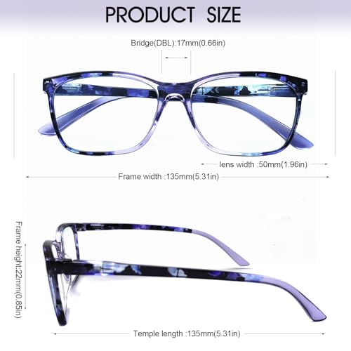 Image of Henotin 4 Pack Ladies Reading Glasses Blue Light Blocking Spring Hinge Readers Anti Eyestrain Computer Eyeglasses (Multicolor-6, 4.0)