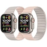 Tasikar Cinturino Magnetico Indossabile Doppia Faccia Compatibile con Apple Watch 42(Serie 11/10) 41mm 40mm 38mm, Fascia in Silicone per iWatch SE serie 11 10 9 8 7 6 5 4 3, Luce stellata-Rosa