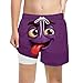 Funny Cartoon Face Boys Swim Trunks Compression Liner 2 in 1 Beach Shorts Vacation Summer Fashion Loose Fit Bathing Suit Purple