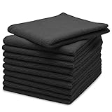 ZOLLNER Juego de 10 paños de Microfibra para un Brillo sin Rayas - paños de Limpieza sin Pelusa y Muy absorbentes - Lavables hasta 60 °C - 40 x 40 cm en Color Negro - Calidad de Hotel