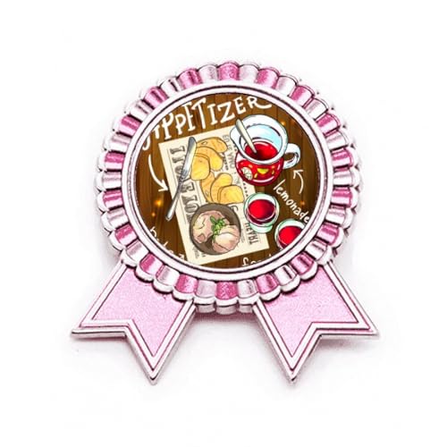 Broche en forme de limonade de bifteck rose en métal M pour veste