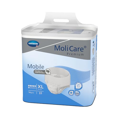 MoliCare Mobile, Pañales para Adultos con Incontinencia, Ropa Interior Absorbente para Hombres y Mujeres, 6 gotas, Talla XL, 14 unidades