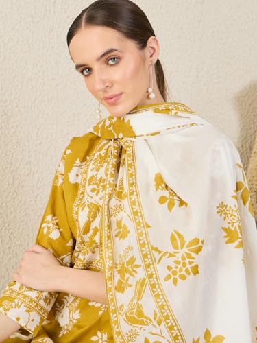 Image of INDO ERA Women's Pure Cotton Animal Printed Straight Kurta & Pant with Dupatta Set (IESTR11803)