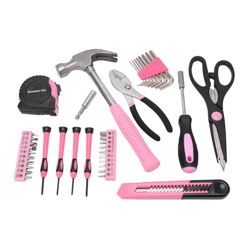 Kit de herramientas domésticas 39 piezas color rosa y negro miniatura 5