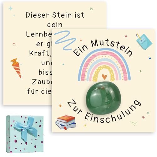 Smlper Mutstein Schulkind Einschulung Geschenk Jungen Mädchen Glücksbringer Schulanfang Glückssteine Mutstein mit Karte Einschulungsgeschenk für Kinder zum Schultüte Zuckertüte Füllung Schulstart