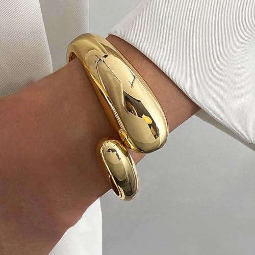 Image of MTINEAPS Gold Bangle Bracelets for Women Teens Trendy Chunky Adjustable Twist Cuff Bracelet Jewelry Gifts