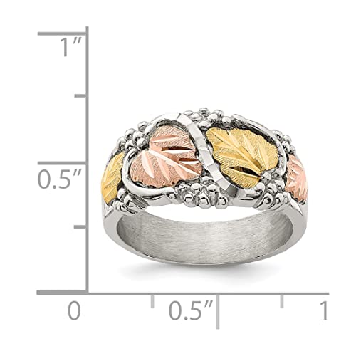 Fancy Victorian-Style Wedding Ring, Sterling Silver, 12k Green and Rose Black Hills Gold4