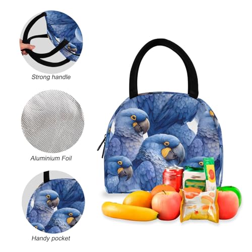 Parrot Watercolor Print Backpack Set with Lunch Bag, Large Capacity Travel Backpacks and Lunch Box Insulated for Commute Hiking Picnic4
