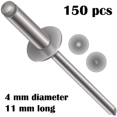4mm x 11mm Pop Rivets Rivet with Large Flange Rivets (150 Pack) – Blind ...