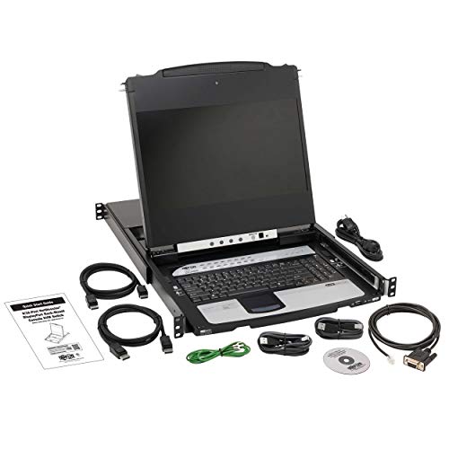 Image of Tripp Lite, NetDirector, 16-Port, DisplayPort, KVM, Switch, Console w / 17 in. LCD, Dual Rail, 1U Rack-Mount (B030-DP16-17D)