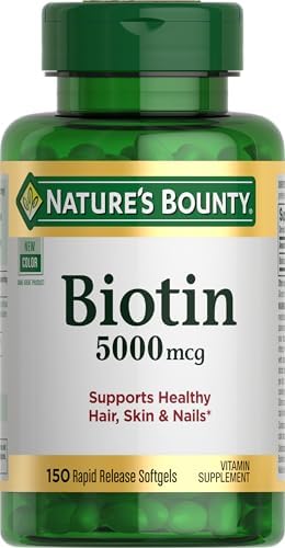 Nature’s Bounty Biotin, Supports Metabolism for Cellular Energy and Healthy Hair, Skin, and Nails, 5000 mcg, 150 Softgels