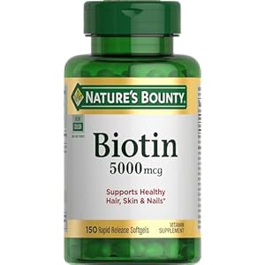 Nature’s Bounty Biotin, Supports Metabolism for Cellular Energy and Healthy Hair, Skin, and Nails, 5000 mcg, 150 Softgels