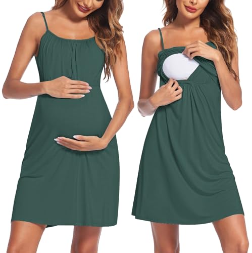 Image of Ekouaer Women's Nursing Nightgown Maternity Dress Breastfeeding Gown Full Slips Sleepwear