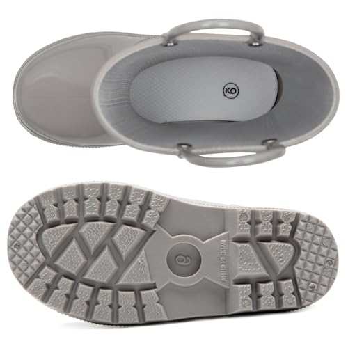 Hugrain HP24SDGRY8 Toddler Boys Rain Boots Little Kids Baby Child Cute Waterproof Rubber Shoes Outdoor Mud Lightweight Adorable thumb #4