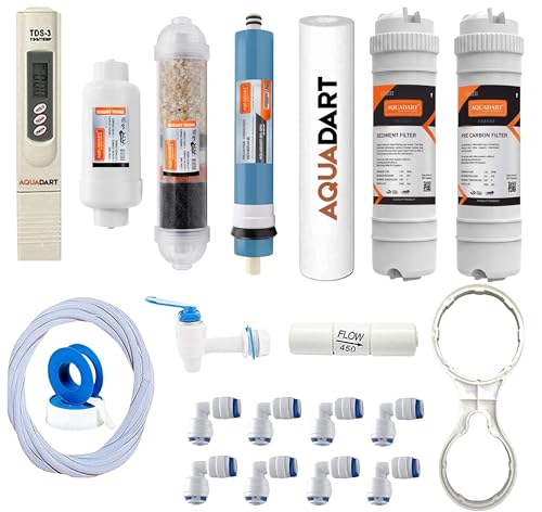 Image of AquaDart Copper Ro Service kit for All RO /UV /UF Water Purifiers with 80 GPD Membrane & housing, PP, Carbon, Sediment and UF Filter And All Accessories Suitable for All Type Of RO Water Purifier