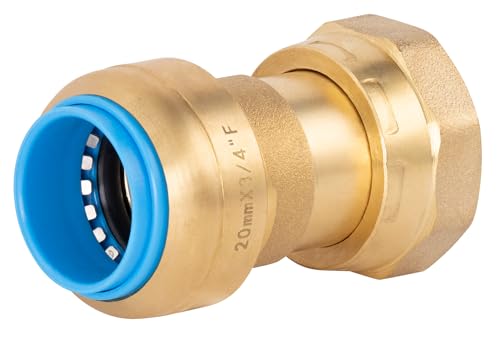 Conector Automático Universal Ø20 mm |tuerca libre Hembra 3/4 | Sistema PUSH-FIT | Conexión Rápida y Segura | QUICK PLOMBERIE