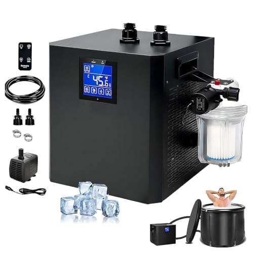MIAOXIAOLONG Enfriador De Agua Fría De 1/3 HP para Bañeras De Hielo con 2 Bombas, Filtro, Control Remoto Y Sistemas De Enfriamiento para Recuperación Y Terapia Muscular En Casa