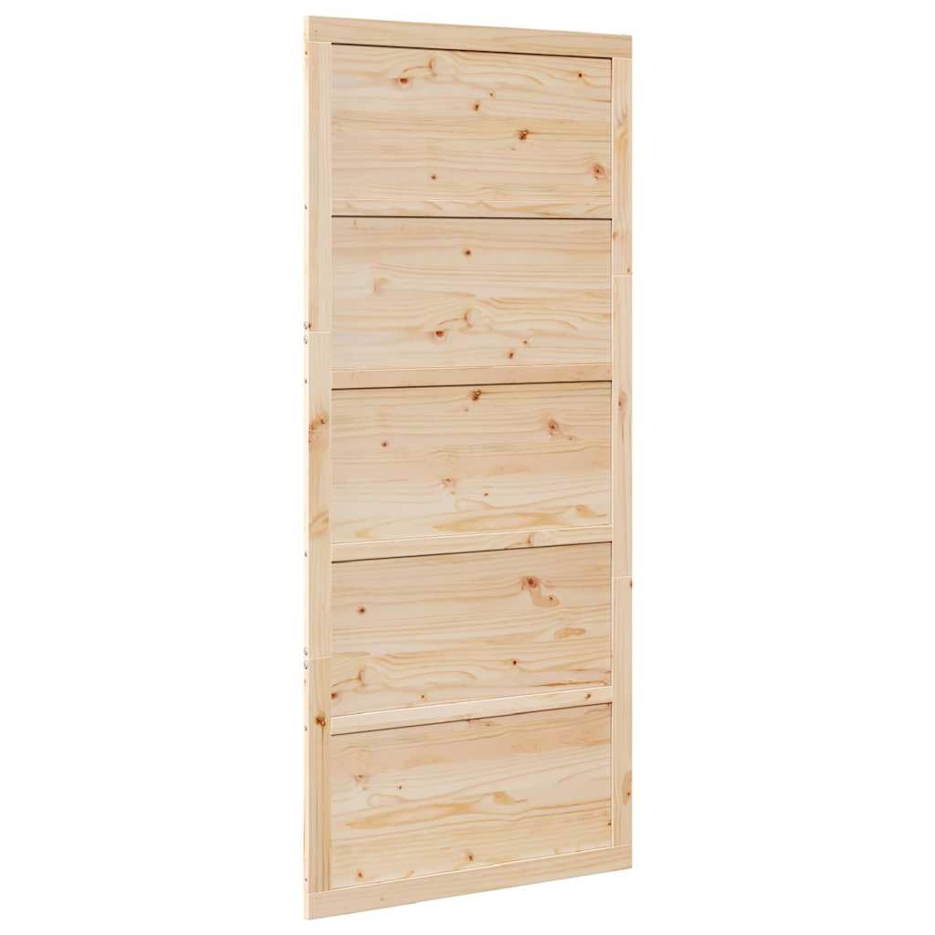 vidaXL Porte de Grange Naturel 80 x 2,5 x 208 cm Bois de pin Massif, Porte coulissante Moderne en pin Super Fonctionnelle, Parfaite comme entrée ou comme séparateur de pièce