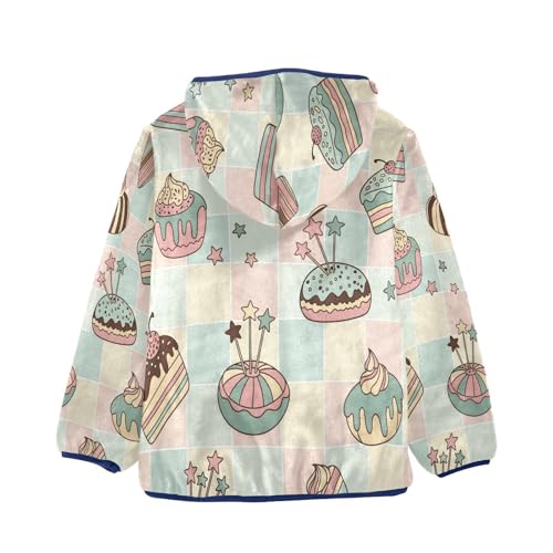Cute Desserts on Background Toddler Fleece Jacket Girl Boys Hooded Fleece Jacket Coat Warm Outwear Zip-up 3-10T2