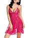 Avidlove Women Lingerie Strap Babydoll Polyester Teddy Patchwork Nightwear (L, Rose Red)