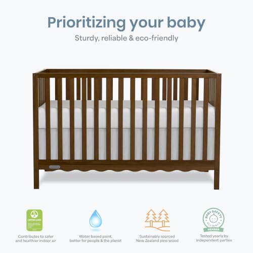 Image of Dream On Me Synergy Wave 5-in-1 Convertible Full Size Baby Crib, Walnut