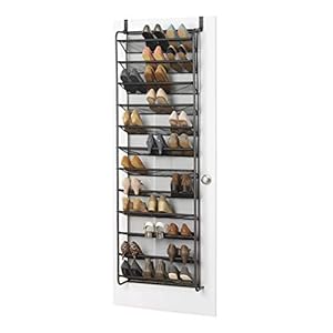 Whitmor 36 Pair Over-The-Door Rack-Gunmetal Gray Shoe Organizer