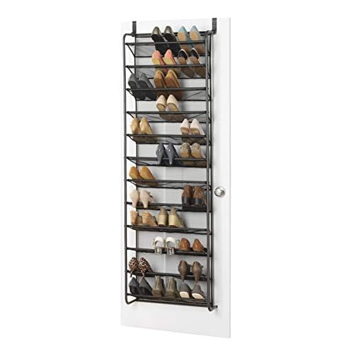 Whitmor 36 Pair Over-The-Door Rack-Gunmetal Gray Shoe Organizer