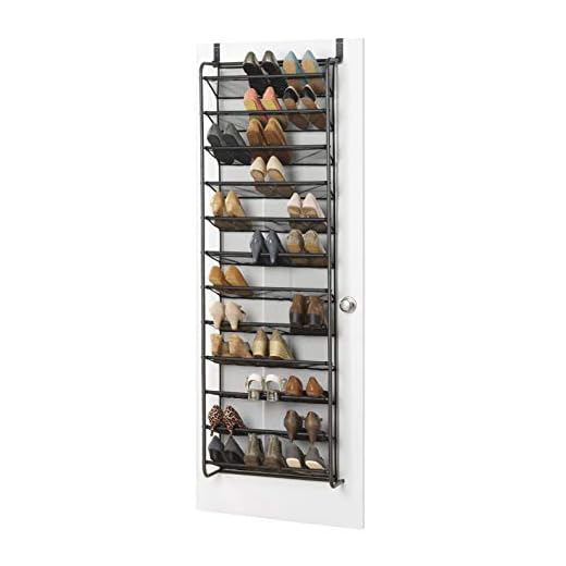 Whitmor 36 Pair Over-The-Door Rack-Gunmetal Gray Shoe Organizer