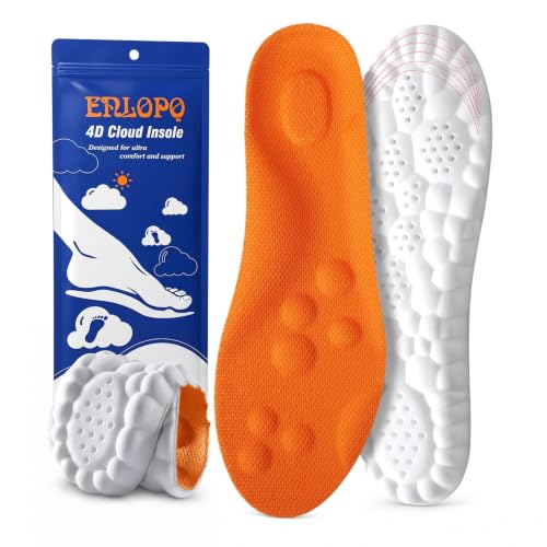 Image of 4D Cloud-Like Comfort Soles for Men - Soft Memory Foam Cushioning Insoles - Trim to Fit Steppers Insoles with Arch Support for Foot Pain Relief and Fatigue Reduction (Orange, US M 9-12.5)