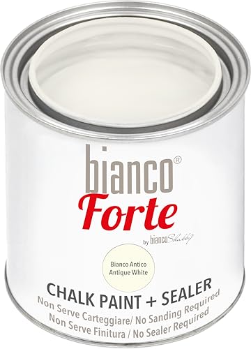 Bianco Forte   Blanco Antiguo   (250ml) Pintura a la Tiza con Acabado/Protección 2 en 1: Chalk Paint Súper Resistente para Muebles, Paredes y Puertas – Secado Rápido, Interior/Exterior, Mate