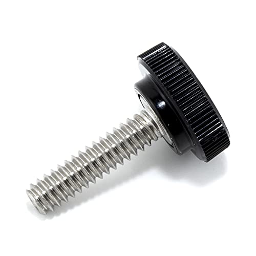 Thumb Screw Depot TSD-10.24-0750-RND-B #10-24 X 3/4 Inch Thumb Screw Stainless Steel - Black Knurled Round Plastic Knob cover