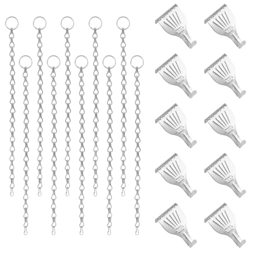 Image of Picture Rail Hooks and Chain, 10Pcs Hooks with 30CM Chains, Silver