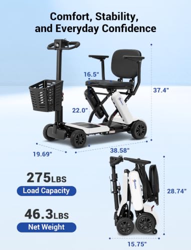 Image of Aotedor Foldable Mobility Scooter for Seniors, 20 Miles Long Range Safe & Comfortable Lightweight Folding Scooter with 275lb Capacity All-Terrain Airline Cruise & FSA Approved - Extended Range
