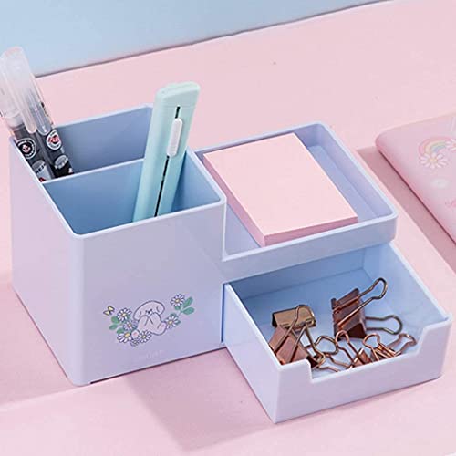 Portalápices Portalápices de Oficina, Caja de Almacenamiento Multifuncional para Suministros de Escritorio de Oficina, Escritorio para Tarjetas de Visita con lápiz de Gran Capacidad (Azul)