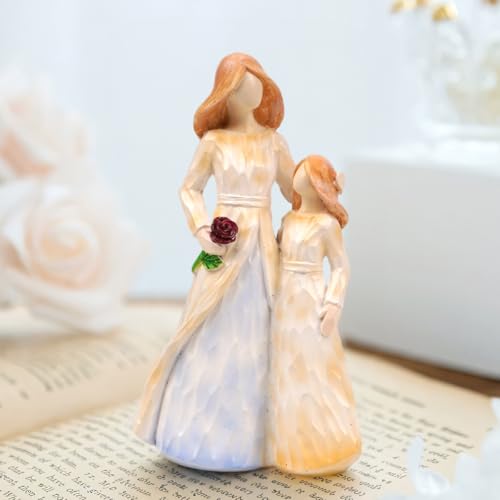Figura artesanal Madre y Hija en resina decorativa miniatura 2