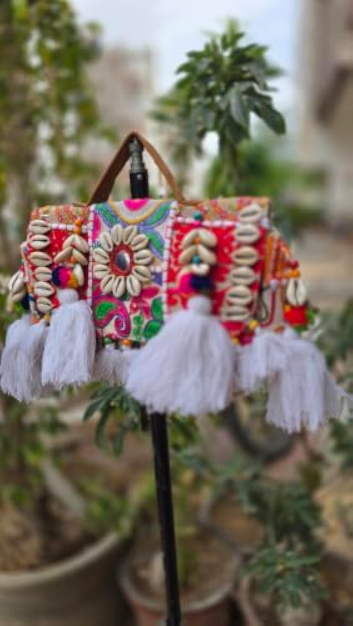 Banjara Sling Bag with Cowrie Shell Embroidery, Handmade