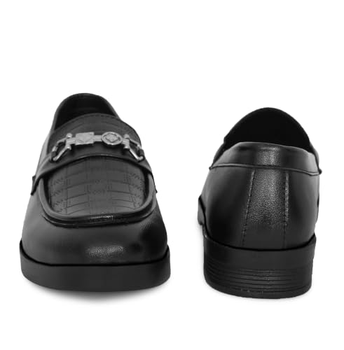 Image of VELTRIX Men's Premium Patent Leather Finish Formal Loafers | Horsebit Buckle Slip-On Shoes | Comfortable Office, Party, Wedding & Business Dress Shoes Aldo DIY Softy