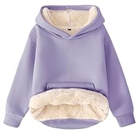 Flygo Unisex Boys Girls Fleece Lined Sherpa Hoodie Kids Warm Winter Hoodies Pullover Hooded Sweatshirt Sweater(Purple-M)