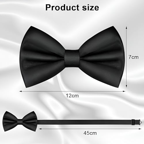 Image of Bow Tie for Men Classic Solid Colour Pre-Tied Satin Formal Tuxedo Bowtie Adjustable Length Clip on Design for Adults Elegant Double Fold Ties for Boys and Men's Party Accessories